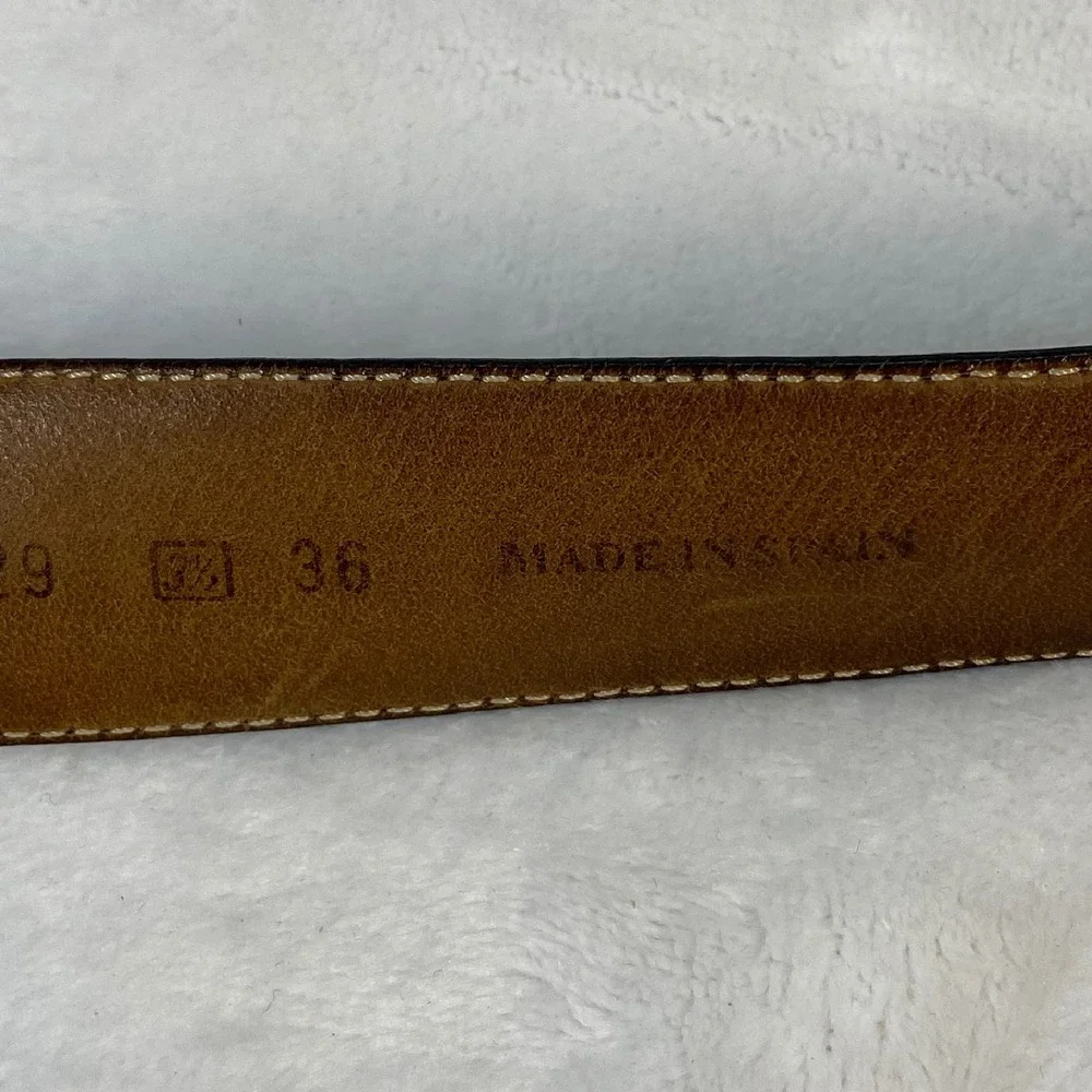 Mezlan Leather Belt Woven Accent‎ Brown Dress Belt Men's Size M